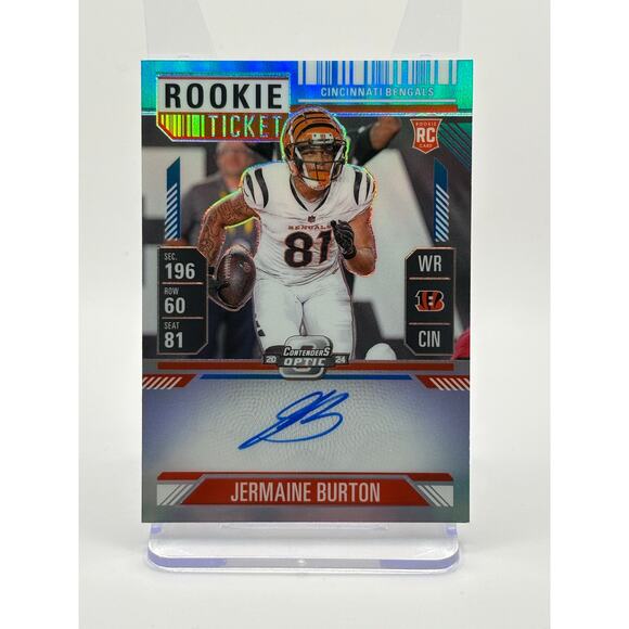 2024 Contenders Optic Jermaine Burton Rookie Ticket Blue On Card Auto 88/99 SP - Picture 1 of 2